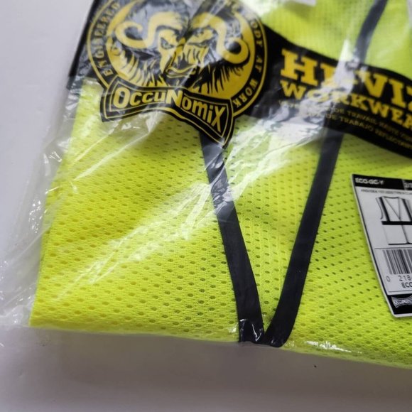 4 OccuNomix Mens Class 2 Mesh Single Stripe Safety Vest, Neon Yellow, 2/3X - Picture 5 of 8